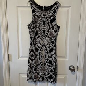 Women’s Dress Size 13 Black And Silver Sleeveless Full Back Zipper Formal